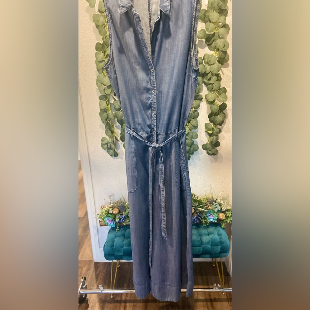 Gabrielle Union Chambray Wide Leg Jumpsuit - Size M
